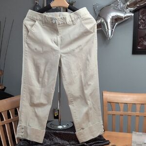 Talbots Cropped Stretch Cream Trousers